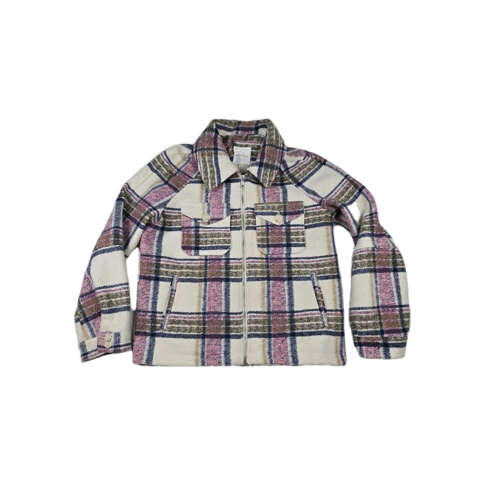 Anthropology Avec Les Filles Plaid Utility Jacket Women's Size Medium Pink White